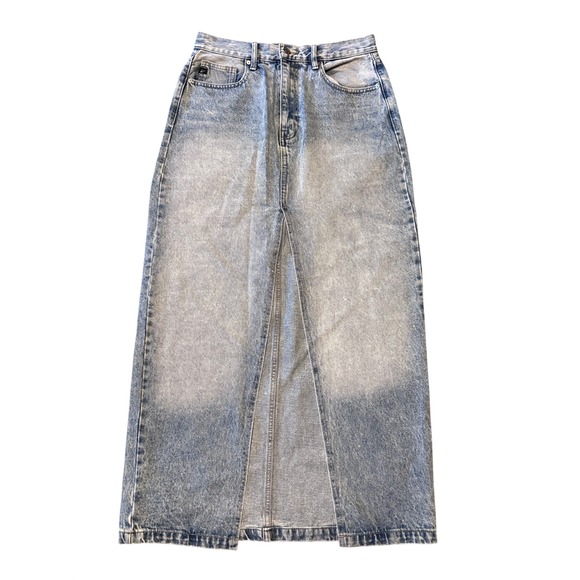KanCan Dresses & Skirts - KanCan Light Wash Denim Maxi Skirt High Waisted Front Slit Size Large